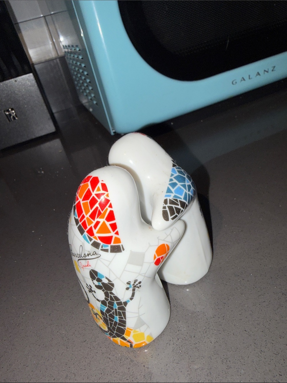 Barcelona Ceramic Decorative Figurine - White with Multicolor Accents